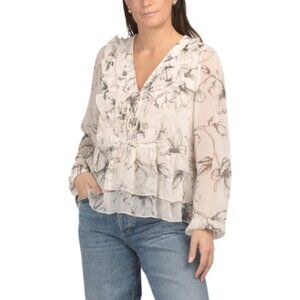 HAVER + BLAIR Yoryu Floral Sketch Print Top